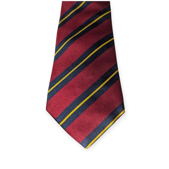 Land's End Red Diagonal Striped 100% Silk Tie - Picture 1 of 7